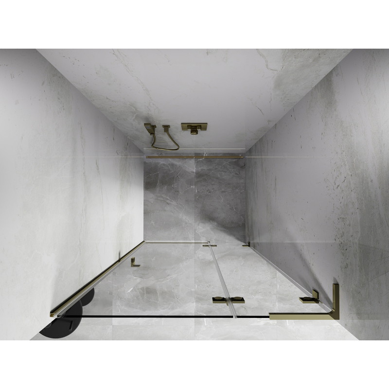 Mexen Lunar L drzwi prysznicowe uchylne prawe 85 cm, transparent, złote - 834L-085-000-50-00-P