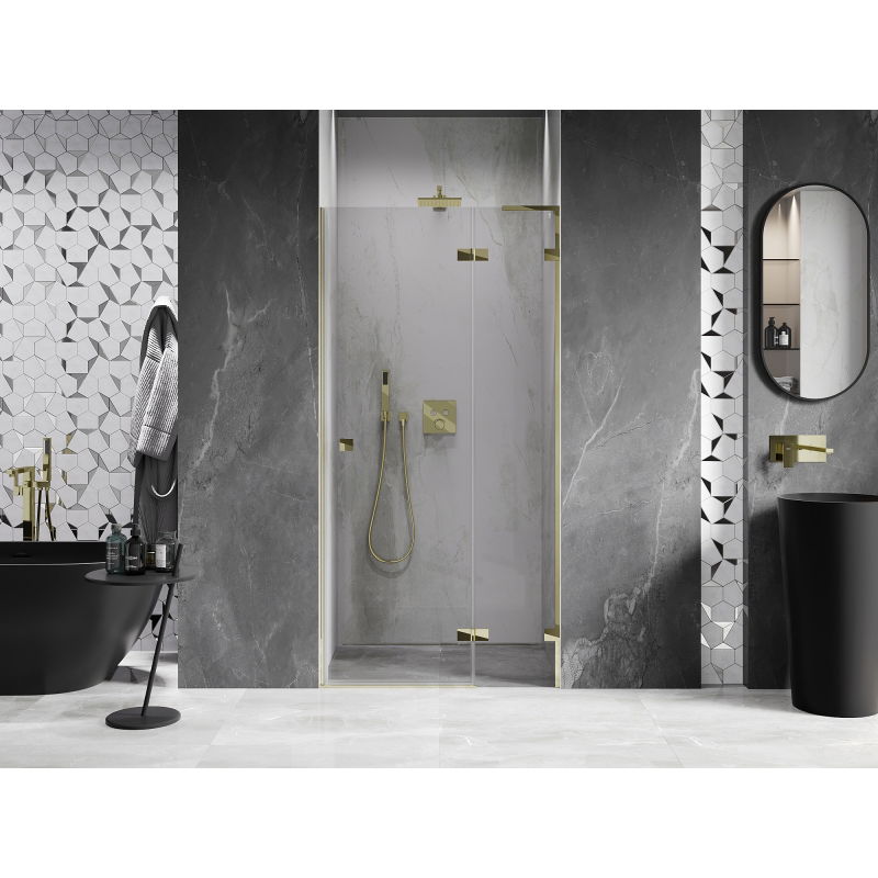 Mexen Lunar L right hinged shower door 110 cm, transparent, gold - 834L-110-000-50-00-P