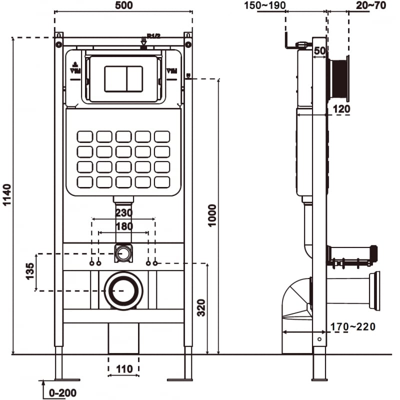 Mexen Tex Slim estrutura de encastrar para WC - 61100