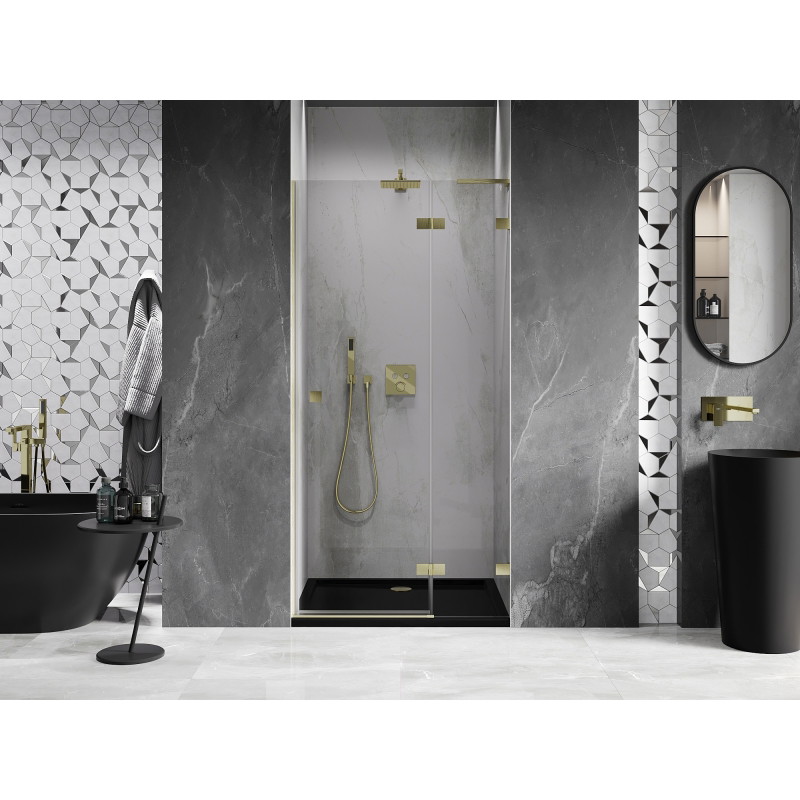 Mexen Lunar L parema hinge dušiuks 90 cm, läbipaistev, kuldne harjatud - 834L-090-000-55-00-P