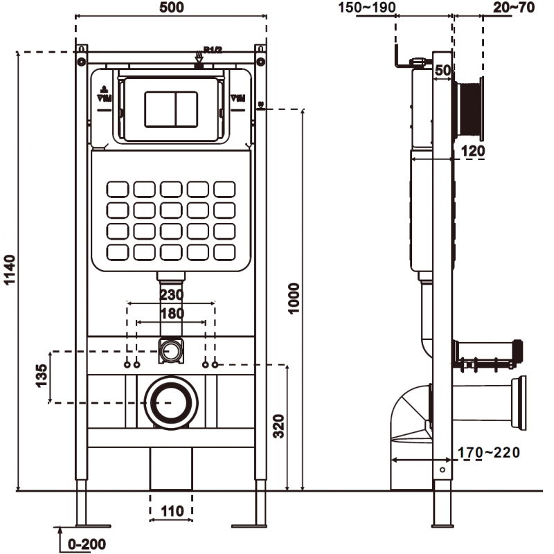 Mexen Tex Air Slim ënnera Kabelstützplackett pneumatesch fir WC - 61100A