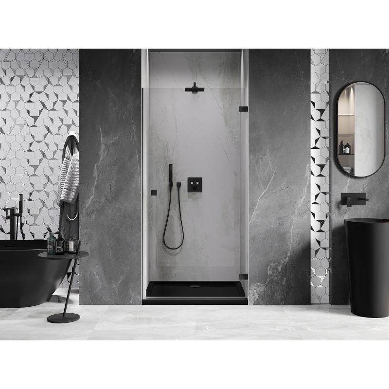 Mexen Lunar-B right hinged shower door 80 cm, transparent, black - 832-080-000-70-00-P