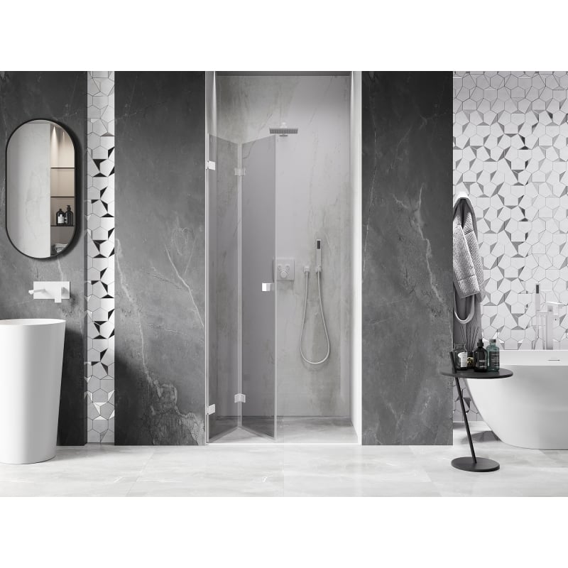 Mexen Lunar-F porte de douche pliante gauche 95 cm, transparent, blanc - 836-095-000-20-00-L