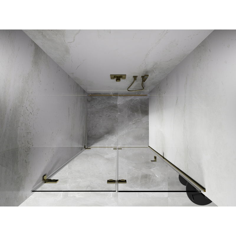 Mexen Lunar-F puertas de ducha plegables izquierdas 60 cm, transparentes, doradas - 836-060-000-50-00-L