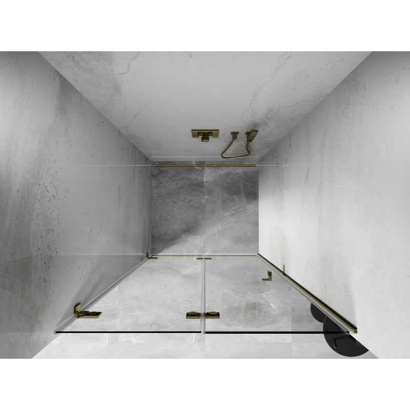 Mexen Lunar-F folding shower door left 75 cm, transparent, gold - 836-075-000-50-00-L
