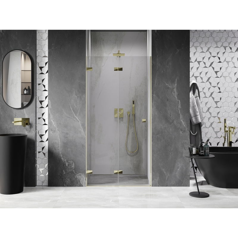 Mexen Lunar-F vouwdeur voor douche links 80 cm, transparant, goud - 836-080-000-50-00-L