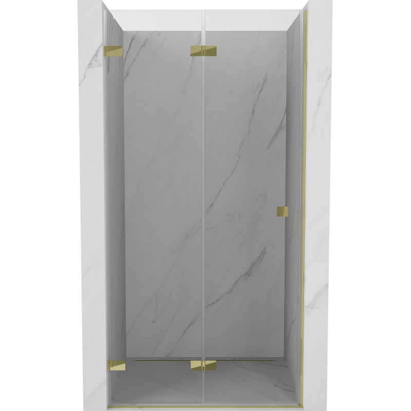 Mexen Lunar-F faltbare Duschabtrennung, links, 80 cm, transparent, gold - 836-080-000-50-00-L
