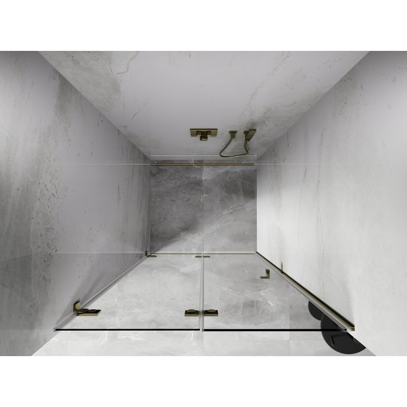 Mexen Lunar-F drzwi prysznicowe składane lewe 90 cm, transparent, złote - 836-090-000-50-00-L