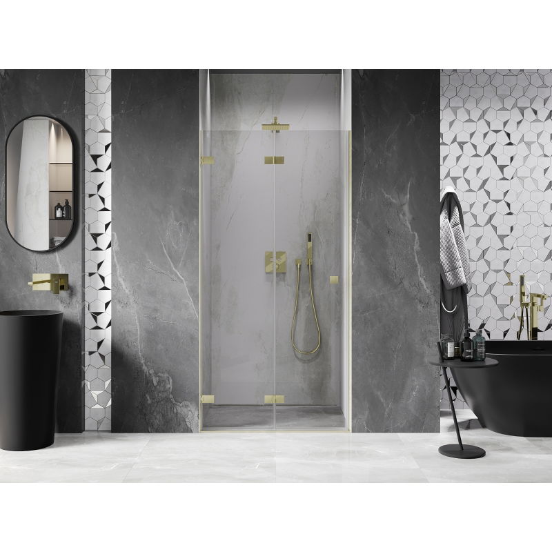 Mexen Lunar-F porte de douche pliante gauche 75 cm, transparent, or brossé - 836-075-000-55-00-L