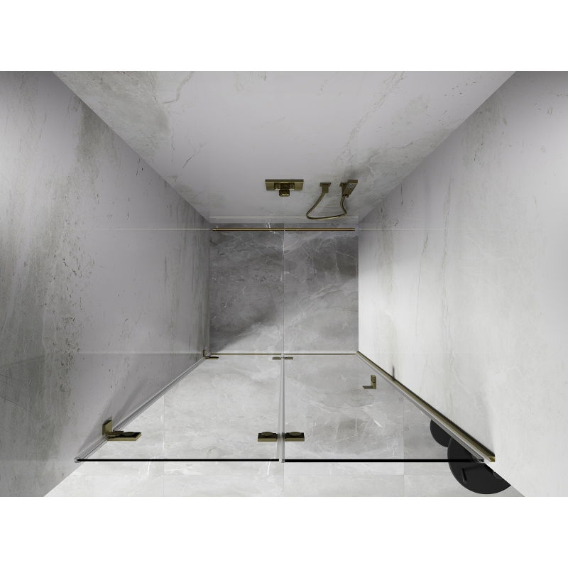 Mexen Lunar-F faltbar Duschdier lénks 95 cm, transparent, gebast Gold - 836-095-000-55-00-L