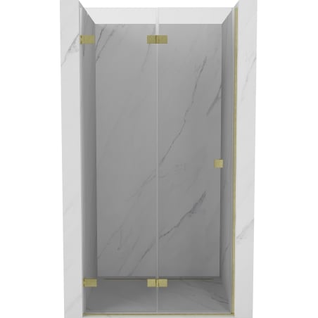 Mexen Lunar-F folding shower door left 100 cm, transparent, brushed gold - 836-100-000-55-00-L