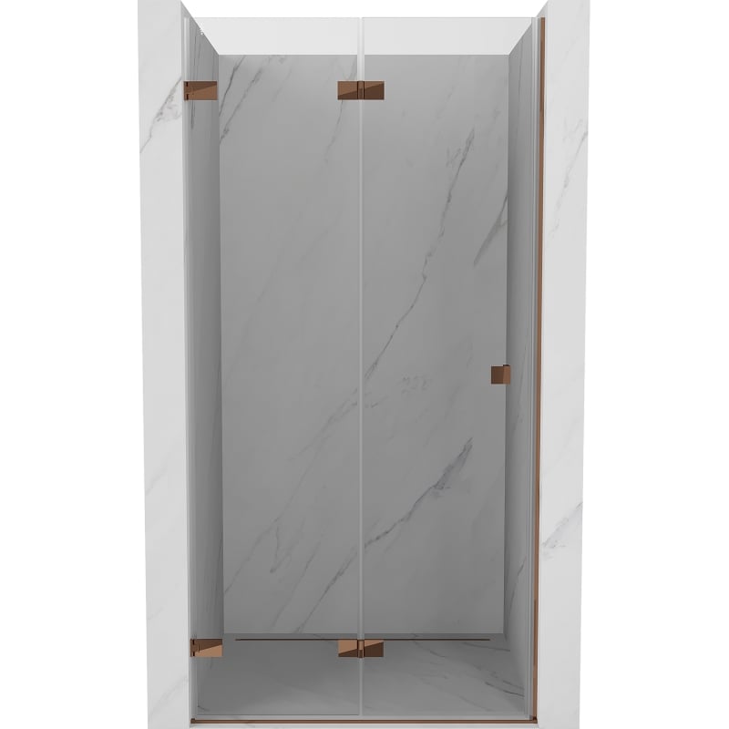 Mexen Lunar-F drzwi prysznicowe składane lewe 65 cm, transparent, różowe złoto - 836-065-000-60-00-L