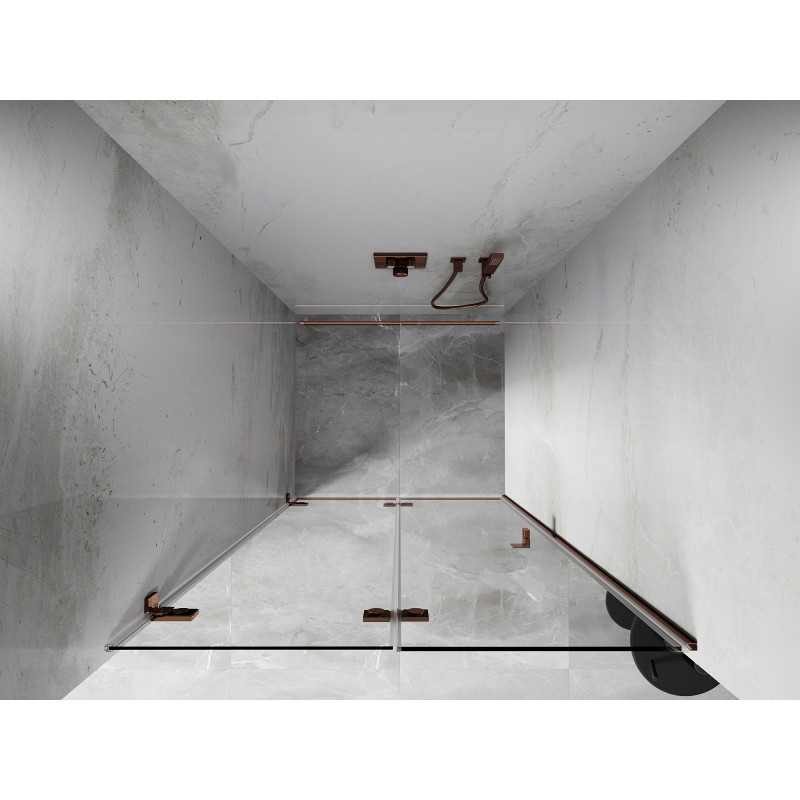 Mexen Lunar-F drzwi prysznicowe składane lewe 85 cm, transparent, różowe złoto - 836-085-000-60-00-L