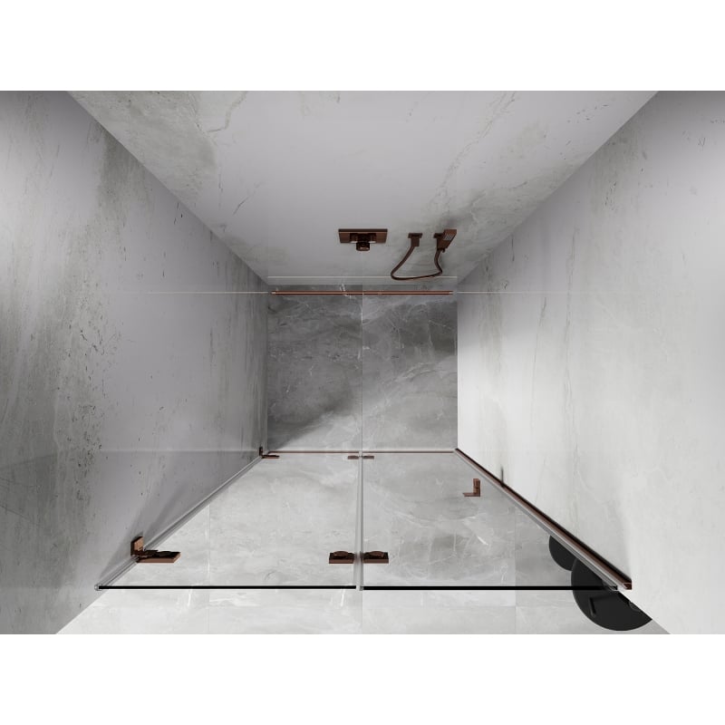 Mexen Lunar-F folding shower door left 85 cm, transparent, pink gold - 836-085-000-60-00-L