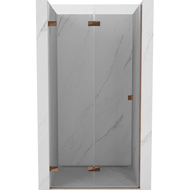 Mexen Lunar-F faltbare Duschabtrennung links 100 cm, transparent, Roségold - 836-100-000-60-00-L