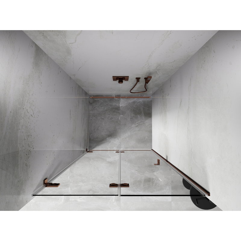 Mexen Lunar-F folding shower door left 100 cm, transparent, rose gold - 836-100-000-60-00-L