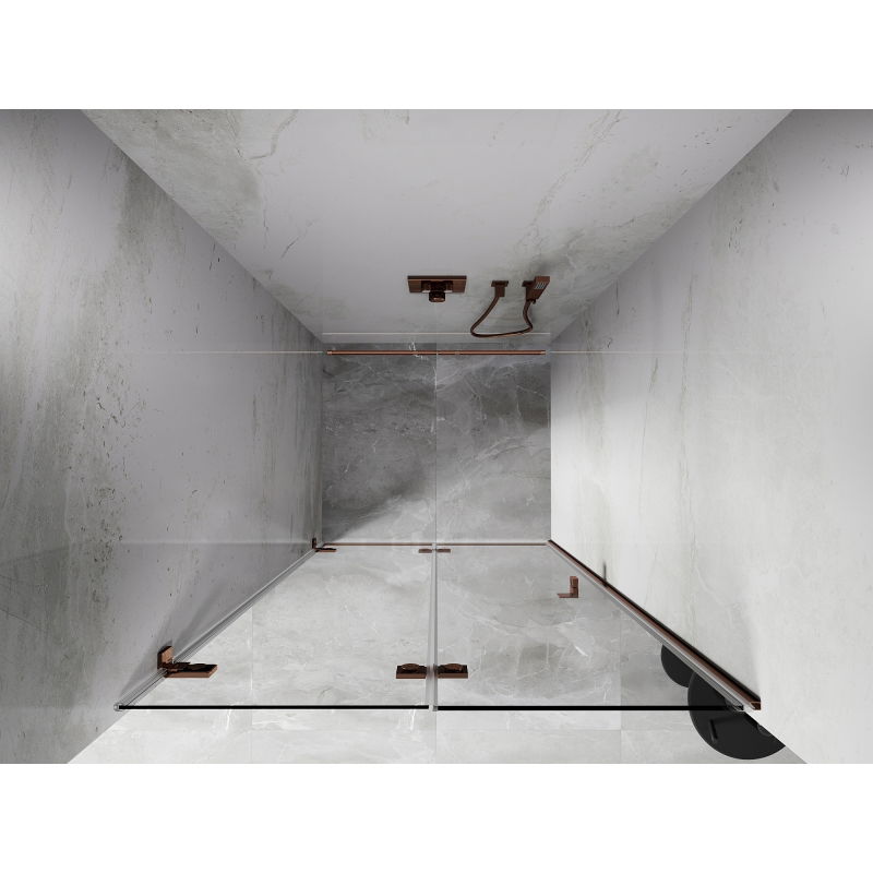 Mexen Lunar-F puerta de ducha plegable izquierda 100 cm, transparente, oro rosa - 836-100-000-60-00-L