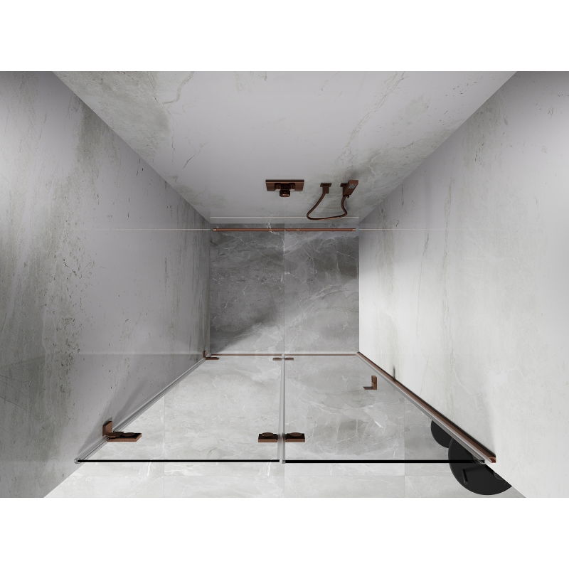 Mexen Lunar-F puertas de ducha plegables izquierdas 65 cm, transparentes, cobre cepillado - 836-065-000-65-00-L