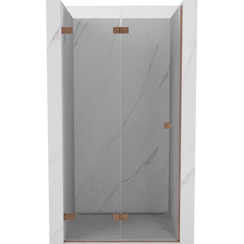 Mexen Lunar-F drzwi prysznicowe składane lewe 65 cm, transparent, miedź szczotkowana - 836-065-000-65-00-L