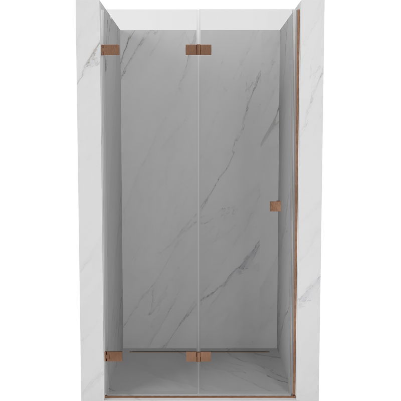 Mexen Lunar-F opvouwbare douchedeur links 65 cm, transparant, geborsteld koper - 836-065-000-65-00-L