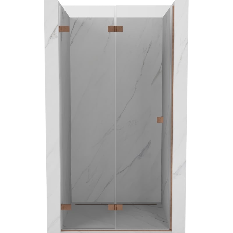 Mexen Lunar-F preklopna lijeva staklena vrata 80 cm, prozirna, brušena bakar - 836-080-000-65-00-L