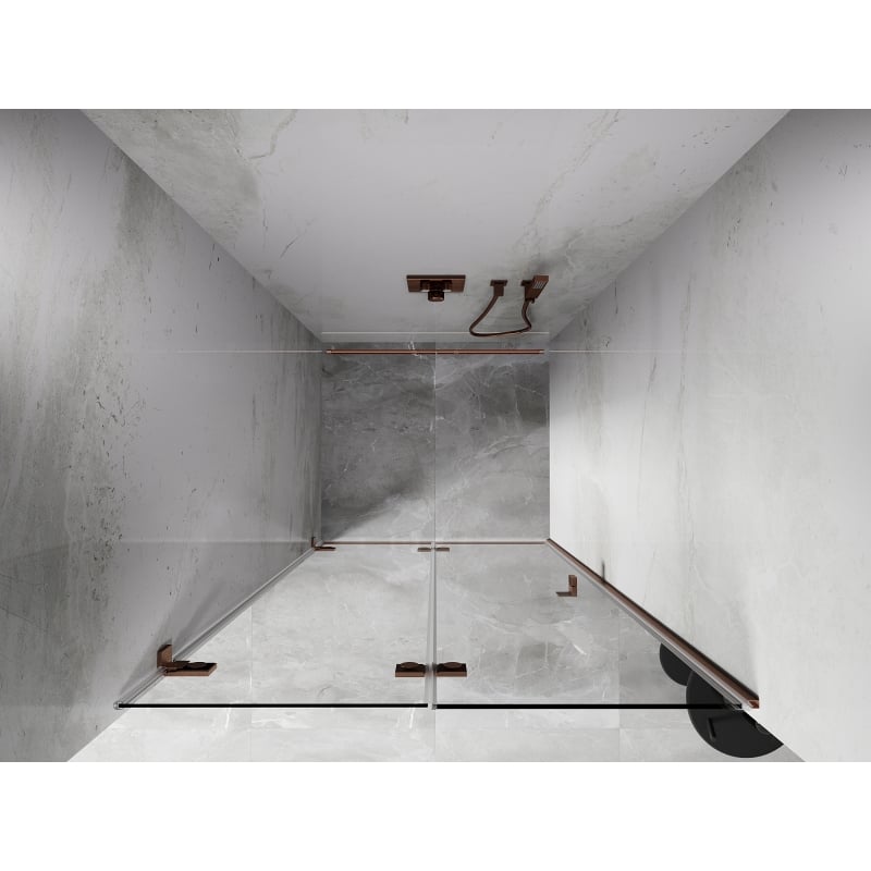 Mexen Lunar-F puerta de ducha plegable izquierda 95 cm, transparente, cobre cepillado - 836-095-000-65-00-L