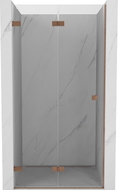 Mexen Lunar-F preklopna lijeva tuš vrata 100 cm, prozirna, brušena bakar - 836-100-000-65-00-L