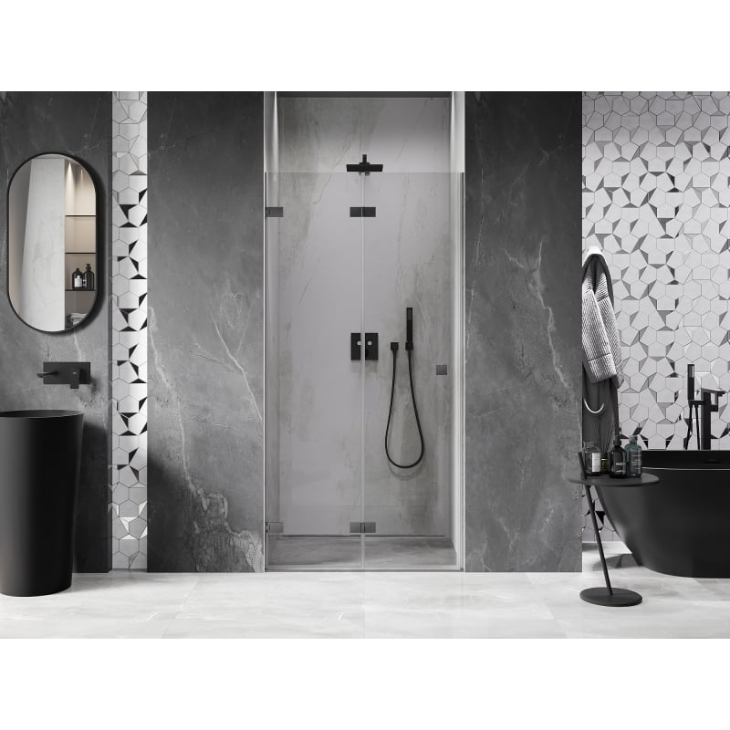 Mexen Lunar-F porte de douche pliantes gauche 70 cm, transparent, gris canon brossé - 836-070-000-66-00-L