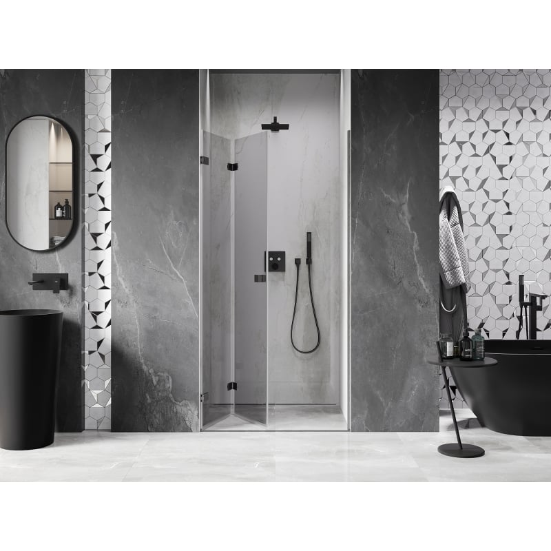 Mexen Lunar-F foldable shower door left 75 cm, transparent, brushed gun grey - 836-075-000-66-00-L