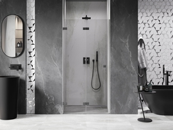 Mexen Lunar-F porte de douche pliante gauche 90 cm, transparent, gris canon brossé - 836-090-000-66-00-L