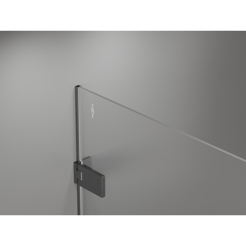 Mexen Lunar-F kokkupandavad dušiuksed vasak 90 cm, läbipaistev, reljeefne gunmetall - 836-090-000-66-00-L