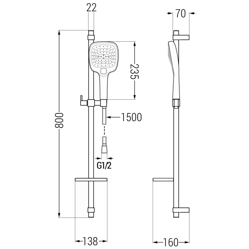 Mexen DQ17 sliding shower set, black - 785174581-70