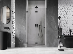 Mexen Lunar-F vouwdeur voor douche links 70 cm, transparant, zwart - 836-070-000-70-00-L
