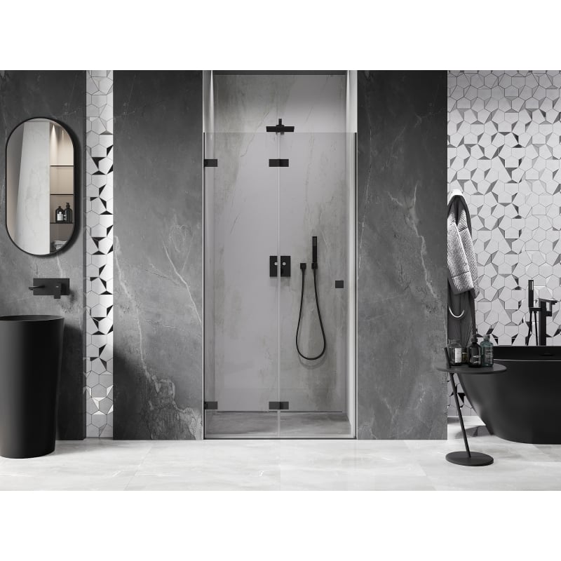 Mexen Lunar-F drzwi prysznicowe składane lewe 70 cm, transparent, czarne - 836-070-000-70-00-L