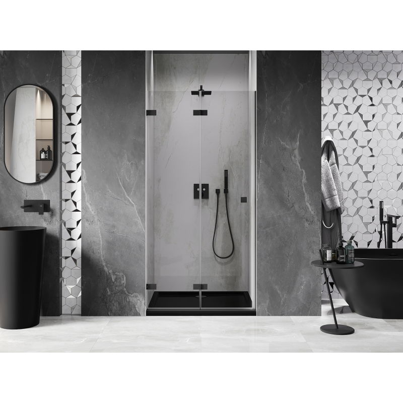 Mexen Lunar-F porte de douche pliantes gauche 75 cm, transparent, noir - 836-075-000-70-00-L