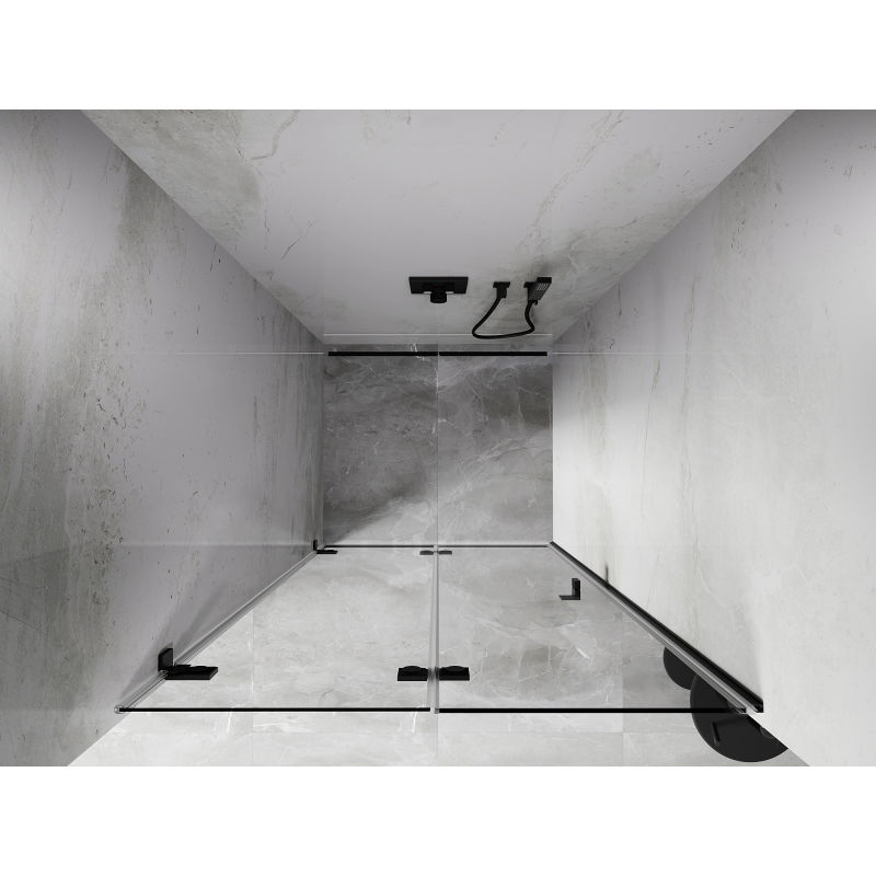 Mexen Lunar-F vikbar duschdörr vänster 85 cm, transparent, svart - 836-085-000-70-00-L