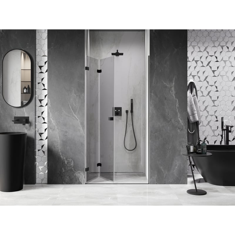 Mexen Lunar-F porte de douche pliantes gauche 90 cm, transparentes, noires - 836-090-000-70-00-L