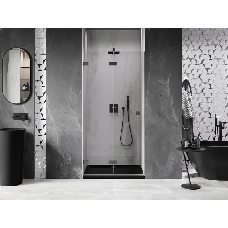 Mexen Lunar-F portes de douche pliantes gauche 95 cm, transparent, métal canon - 836-095-000-95-00-L