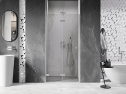 Mexen Lunar-F sklopiva lijeva tuš vrata 60 cm, prozirna, brušeni nikal - 836-060-000-97-00-L