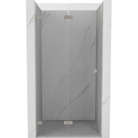Mexen Lunar-F faltbare Duschtür links 85 cm, transparent, gebürsteter Nickel - 836-085-000-97-00-L