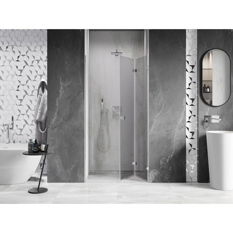 Mexen Lunar-F kokkupandavad dušiuksed parempoolsed 85 cm, läbipaistev, kroom - 836-085-000-01-00-P