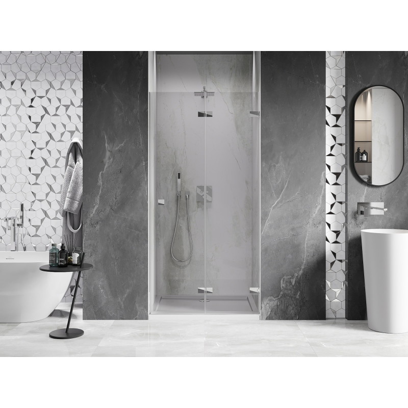 Mexen Lunar-F kokkupandavad dušiuksed parempoolsed 85 cm, läbipaistev, kroom - 836-085-000-01-00-P