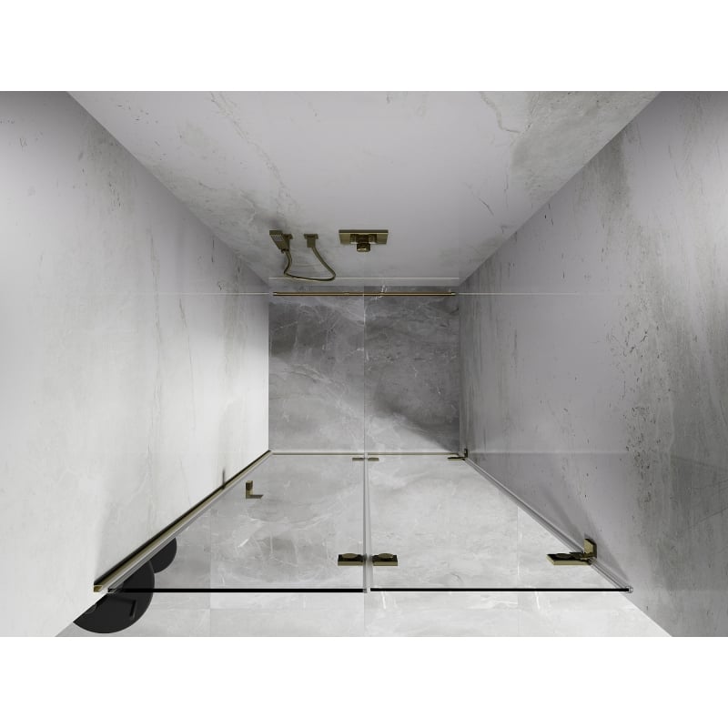 Mexen Lunar-F drzwi prysznicowe składane prawe 60 cm, transparent, złote - 836-060-000-50-00-P