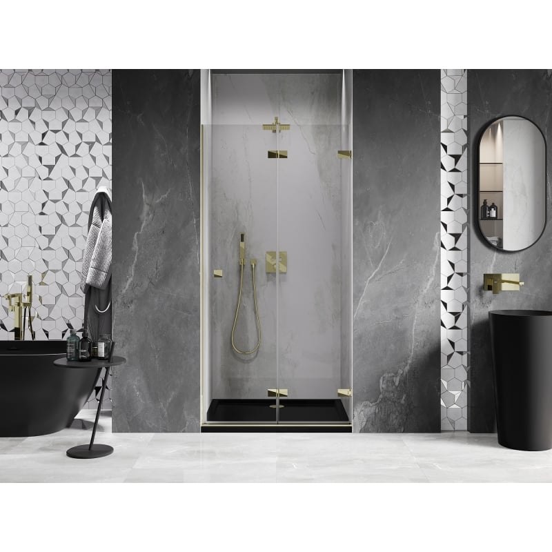 Mexen Lunar-F folding shower door right 70 cm, transparent, gold - 836-070-000-50-00-P