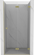Mexen Lunar-F sklopiva desna tuš vrata 75 cm, prozirna, zlatni brušeni - 836-075-000-55-00-P