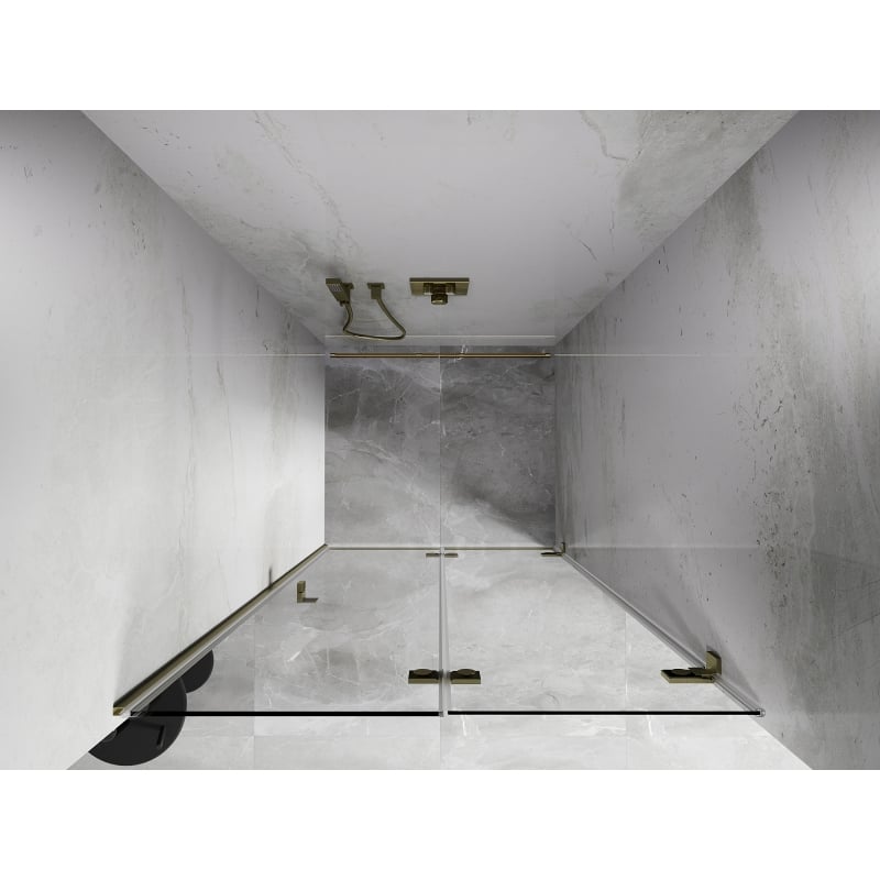 Mexen Lunar-F drzwi prysznicowe składane prawe 75 cm, transparent, złote szczotkowane - 836-075-000-55-00-P