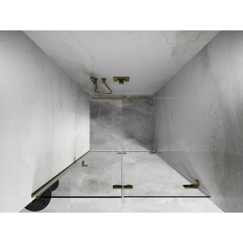 Mexen Lunar-F opvouwbare douchedeur rechts 80 cm, transparant, geborsteld goud - 836-080-000-55-00-P