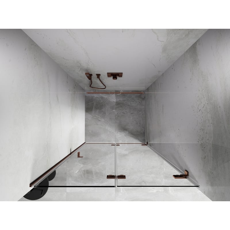 Mexen Lunar-F drzwi prysznicowe składane prawe 90 cm, transparent, różowe złoto - 836-090-000-60-00-P