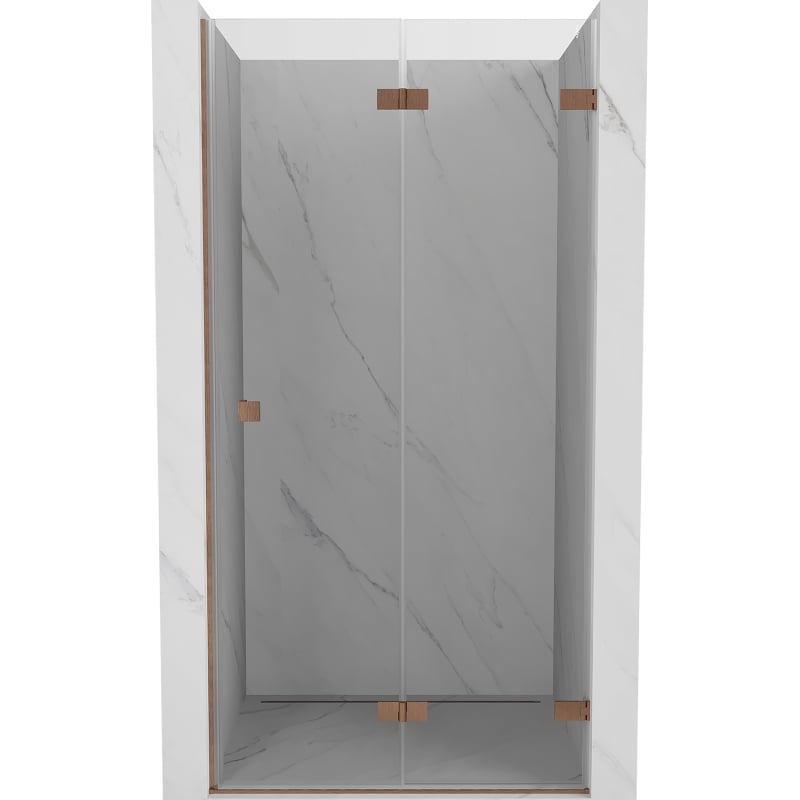 Mexen Lunar-F drzwi prysznicowe składane prawe 65 cm, transparent, miedź szczotkowana - 836-065-000-65-00-P