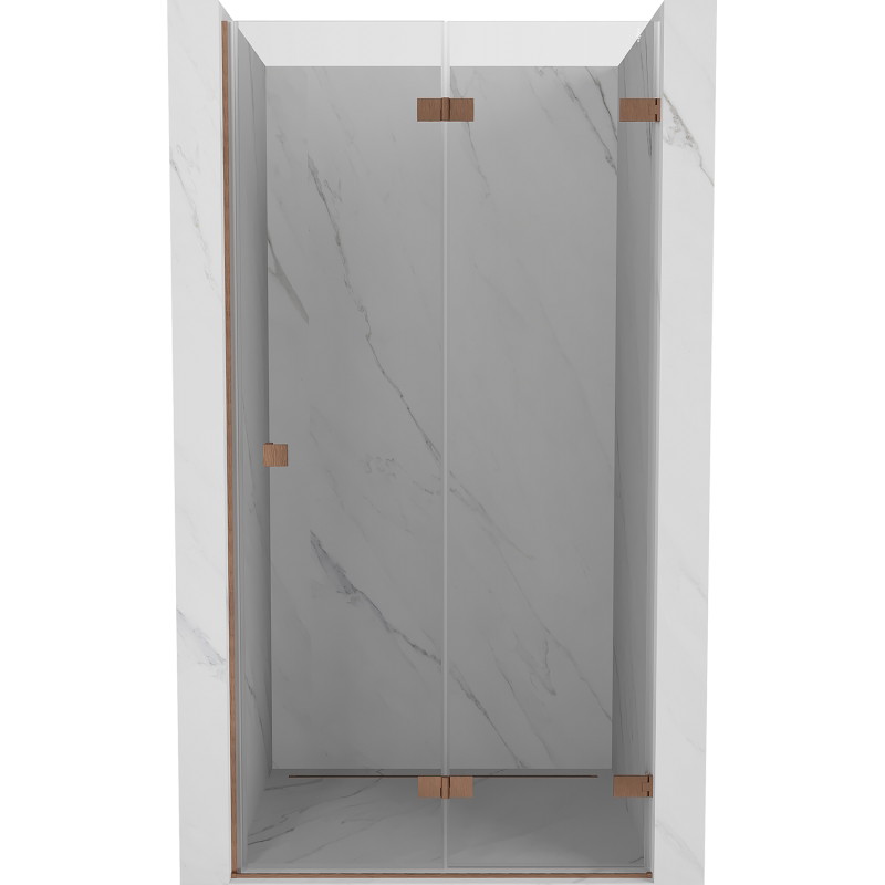 Mexen Lunar-F drzwi prysznicowe składane prawe 75 cm, transparent, miedź szczotkowana - 836-075-000-65-00-P
